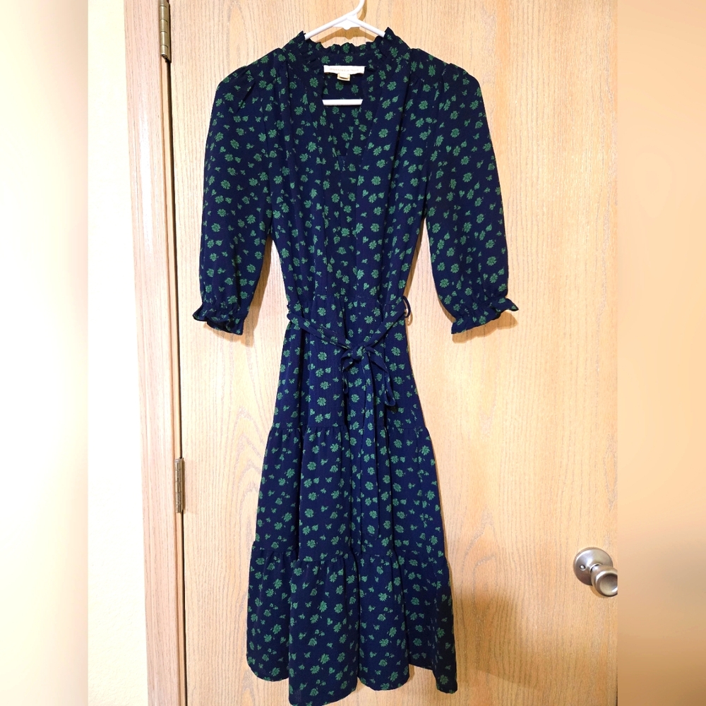Floral Navy/Green Dress. Like New